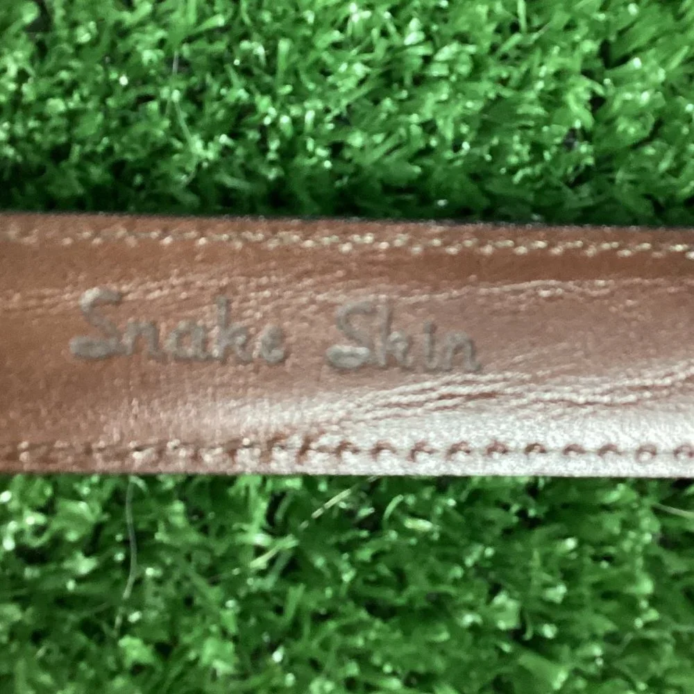 Genuine Snake Skin Black Belt Brass Buckle